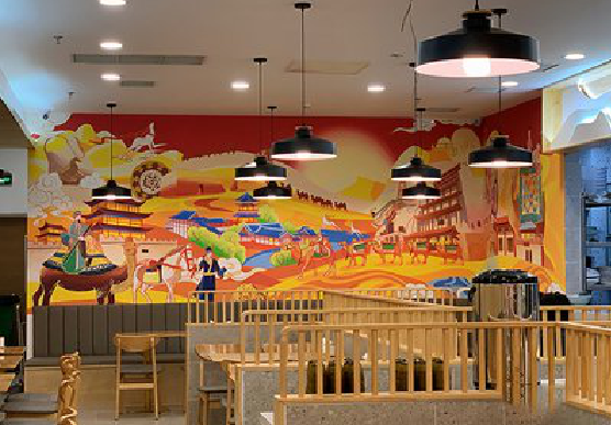 新田商业空间彩绘介绍。