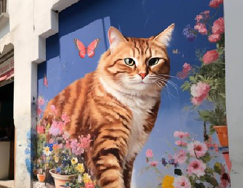 新田自己绘制有个性的手绘墙