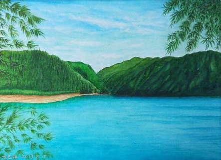 新田在墙绘中，如何绘画绿水青山？