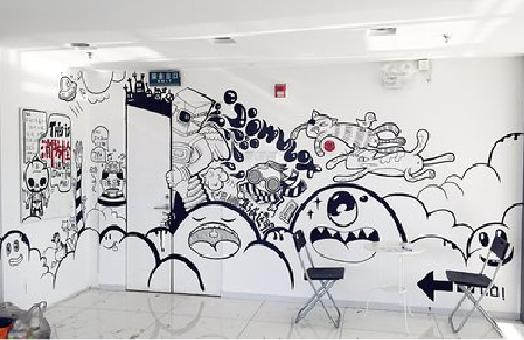 新田手绘墙并非传统涂鸦。